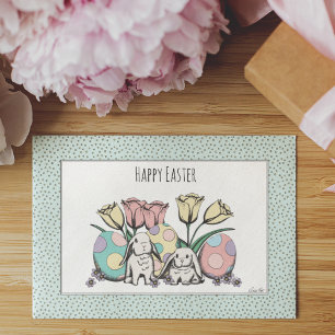 Cute Pastel Glad påsk Bunnies & Eggs Kids Kort