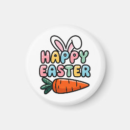 Cute Pastel Glad påsk Bunny Öron med morot Magnet