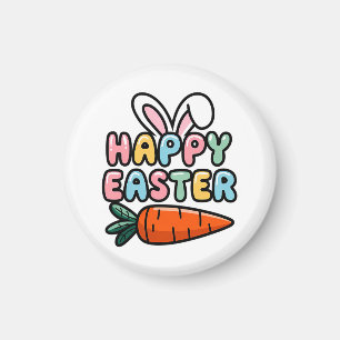 Cute Pastel Glad påsk Bunny Öron med morot Magnet