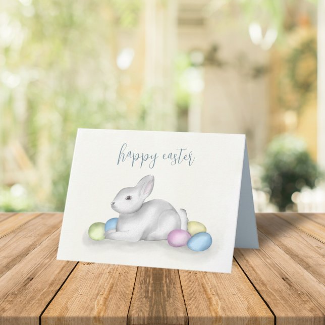 Cute Pastel Glad påsk Bunny Simple Classic Helgkort (Skapare uppladdad)