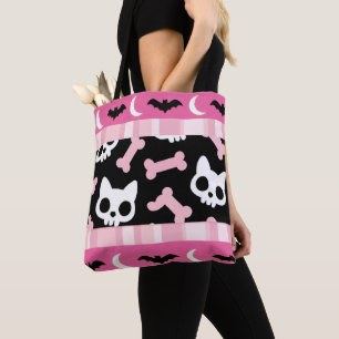 Cute Pastel Goth Halloween Cat & Fladdermus Tygkasse