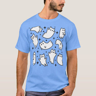 Cute Pastel Goth Kawaii Ghost Cats Rosa Mönster T Shirt