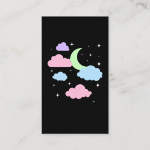 Cute Pastel Goth Måne Clouds Kawaii Visitkort