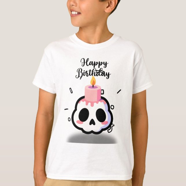 Cute Pastel Goth Skull Birthday T Shirt (Framsida)