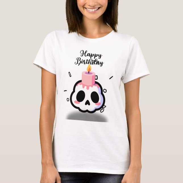 Cute Pastel Goth Skull Birthday T Shirt (Framsida)