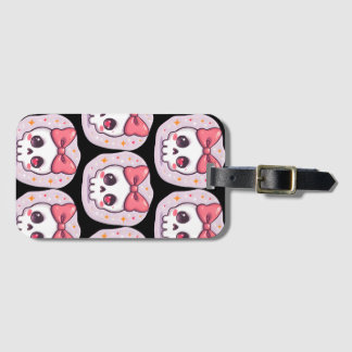 Cute Pastel Goth Skull with Bow Bagagebricka