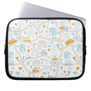 Cute Pastel-grannskapet Karta Mönster Laptop Fodral