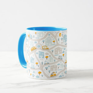 Cute Pastel-grannskapet Karta Mönster Mugg