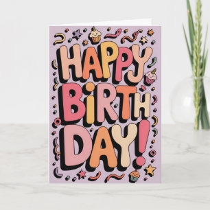 Cute Pastel Grattis på födelsedagen Kort