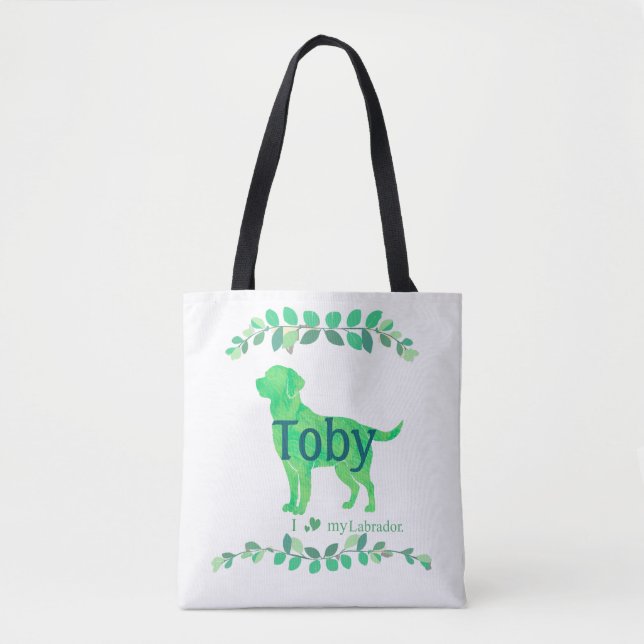Cute Pastel Green Labrador | Custom Name & Photo Tygkasse (Framsida)