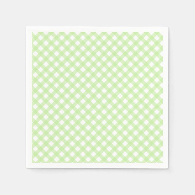 Cute Pastel Grönt Gingham Mönster Napkins Pappersservett (Framsidan)