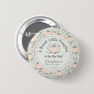 Cute Pastel Grönt Little Pumpkin Baby Shower Knapp