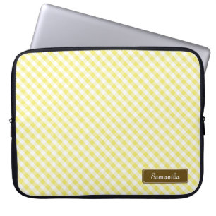 Cute Pastel Gult Gingham Mönster Laptop Fodral