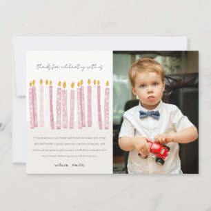 Cute Pastel Gult Rosa Foto Birthday Candles Tack Kort