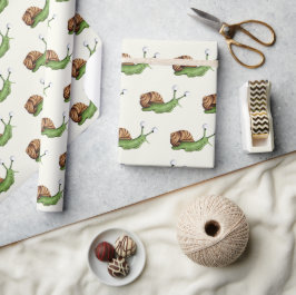 Cute Pastel Gult Snigel Mönster Presentpapper