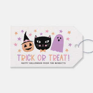 Cute Pastel Halloween Bus eller godis Black Cat Presentetikett