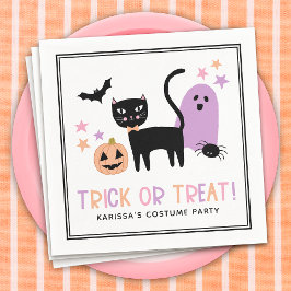 Cute Pastel Halloween Bus eller godis Namn Napkins Pappersservett