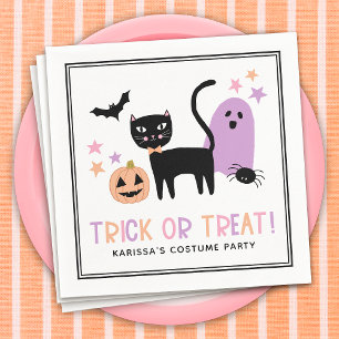 Cute Pastel Halloween Bus eller godis Namn Napkins Pappersservett