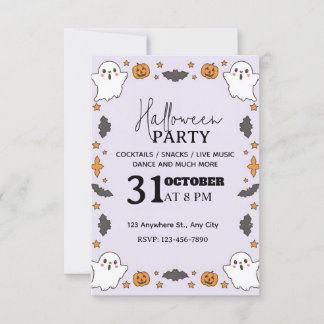 Cute Pastel Halloween fest-inbjudan - redigerbar Inbjudningar