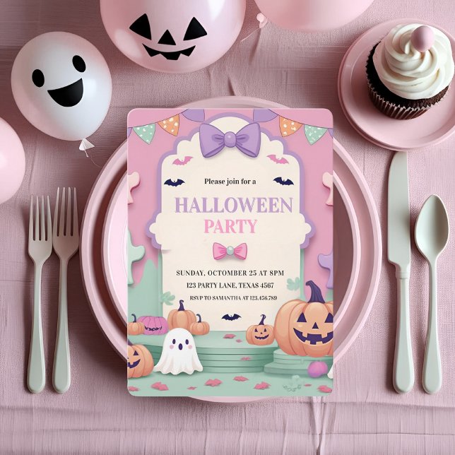 Cute Pastel Halloween fest | Kids Ghost Julkort (Skapare uppladdad)