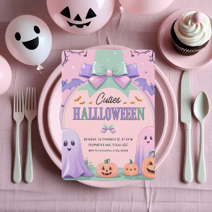 Cute Pastel Halloween fest Kids Ghost Julkort