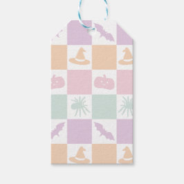 Cute Pastel Halloween-grafik & Checkerboard Presentetikett