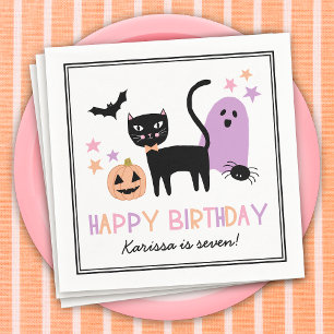 Cute Pastel Halloween Grattis på födelsedagen Namn Pappersservett