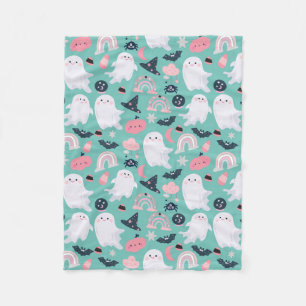 Cute Pastel Halloween Spöken Mönster Fleecefilt