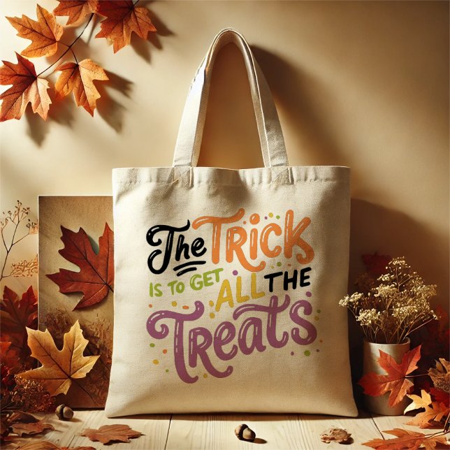 Cute Pastel Halloween "The Trick is all Treats" Tygkasse (The perfect tote bag this halloween for all your happy haunting!)