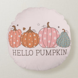 Cute Pastel Hej Pumpkin Rund Kudde