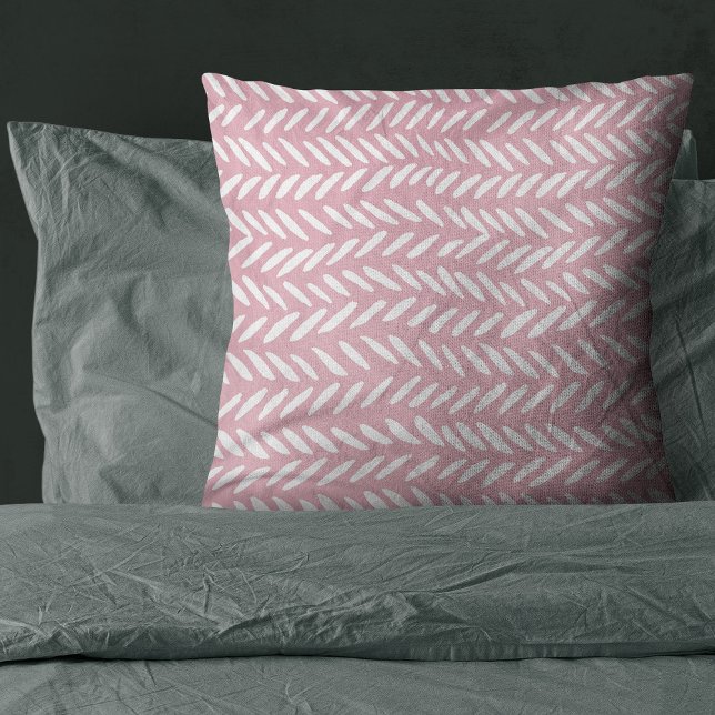 Cute pastel herringbone mönster på rosa kudde (Skapare uppladdad)