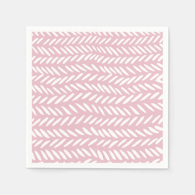 Cute pastel herringbone mönster på rosa pappersservett (Framsidan)