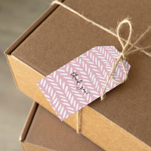 Cute pastel herringbone mönster på rosa presentetikett