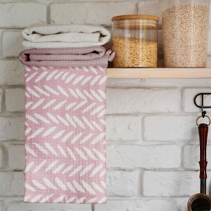 Cute pastel herringbone mönster på rosa Square Kökshandduk