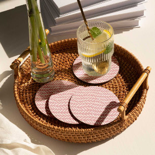 Cute pastel herringbone mönster på rosa underlägg papper rund