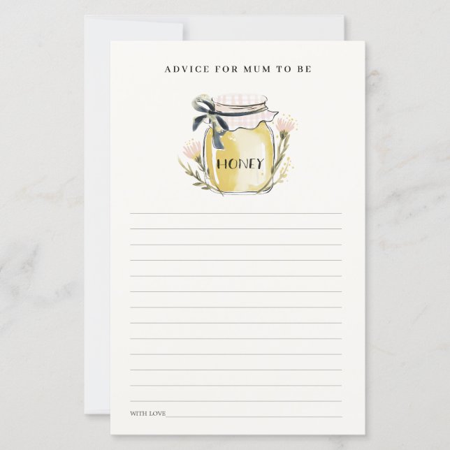Cute Pastel Honey Jar Advice For Mum Baby Shower (Framsida)