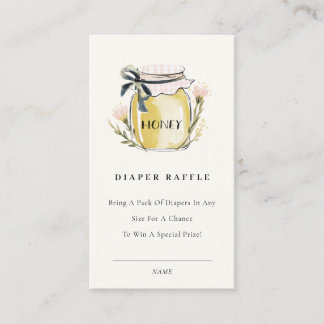 Cute Pastel  Honey Jar Diaper Raffle Baby Shower Tilläggskort