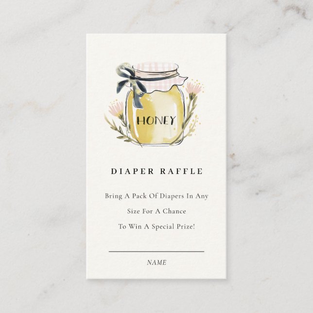 Cute Pastel  Honey Jar Diaper Raffle Baby Shower Tilläggskort (Framsida)