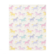 Cute Pastel Horses på kräm Fleece Blanket