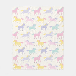 Cute Pastel Horses på kräm Fleece Blanket