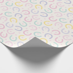 Cute Pastel Horseshoes och hjärtan på grädde Presentpapper