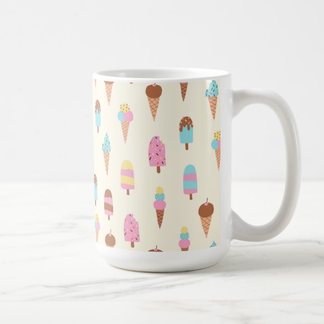 Cute Pastel Ice Cream Sweets Mönster Kaffemugg (Höger)
