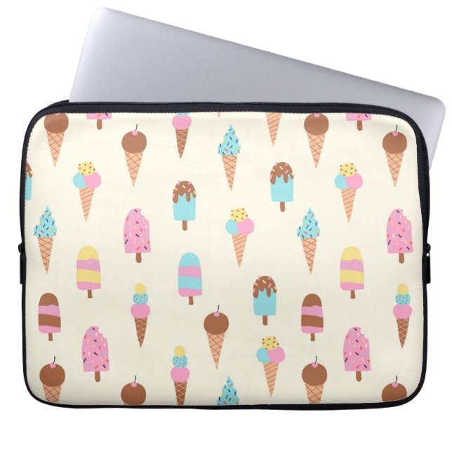 Cute Pastel Ice Cream Sweets Mönster Laptop Fodral (Framsidan)