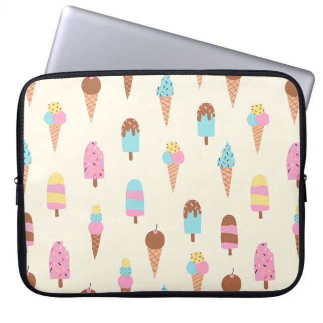 Cute Pastel Ice Cream Sweets Mönster Laptop Fodral (Framsidan)