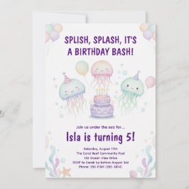 Cute Pastel Jellyfish Birthday Party Invitation Inbjudningar