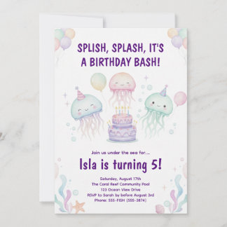 Cute Pastel Jellyfish Birthday Party Invitation Inbjudningar