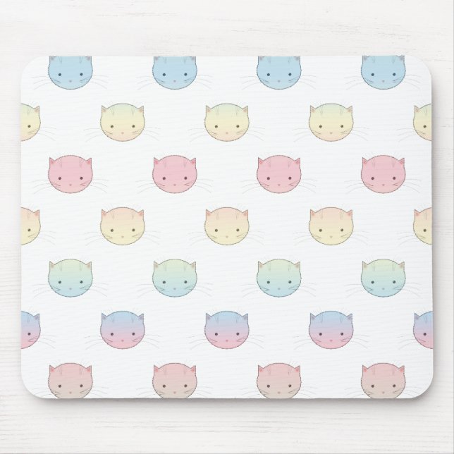 Cute Pastel Kattunge Ansikte Mönster Musmatta (Framsidan)