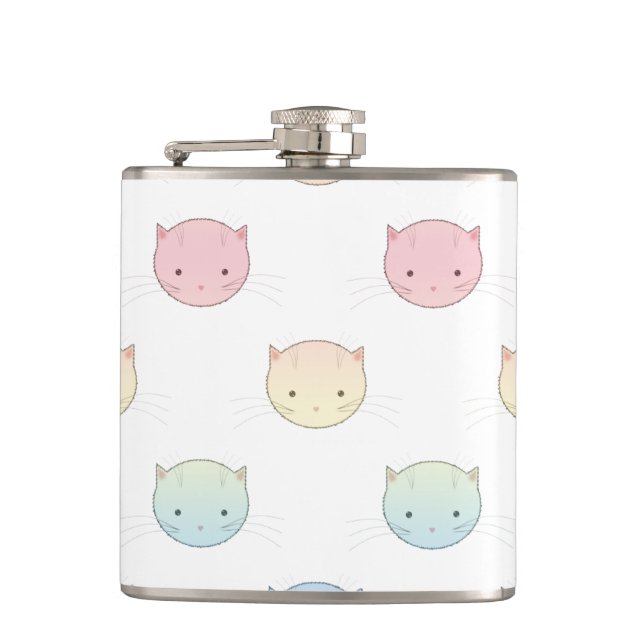 Cute Pastel Kattunge Ansikte Rosa Blue Grönt Gult Fickplunta (Framsidan)