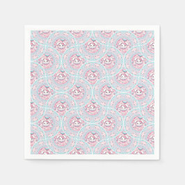 Cute Pastel Kawaii Bunny Dot Mandala Art Deco Fläk Pappersservett