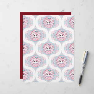 Cute Pastel Kawaii Bunny Dot Mandala Retro Ogee